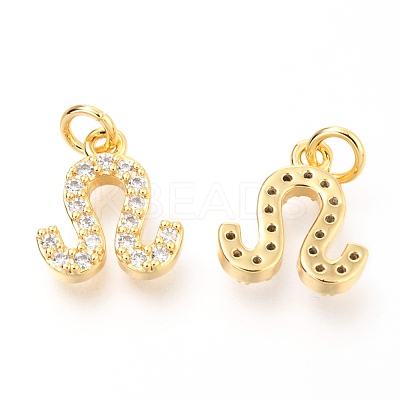 Brass Micro Pave Clear Cubic Zirconia Charms ZIRC-O036-30G-H-1