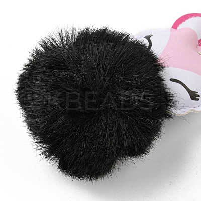 Imitation Rex Rabbit Fur Ball & PU Leather Fox Pendant Keychain KEYC-K018-04KCG-03-1