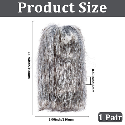 Polyester Imitation Fox Hair Boot Cover AJEW-WH20130-37B-1