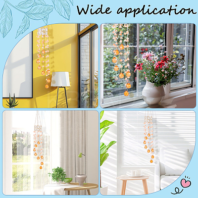 Flower Round Glass Beads Tassel Hanging Suncatchers for Window Garden Outdoor Decoration HJEW-WH20020-007A-1