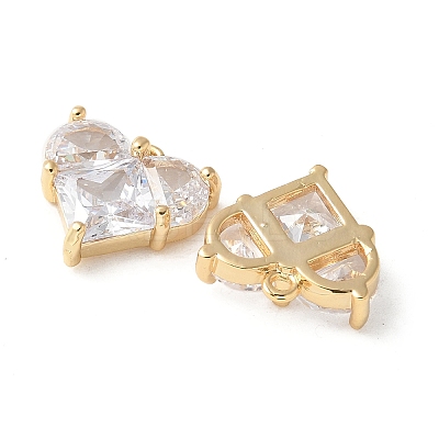 Brass Micro Pave Clear Cubic Zirconia Pendants KK-Q031-42G-03-1