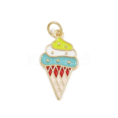Brass Enamel Ice Cream Pendants KK-P323-01A-G-1
