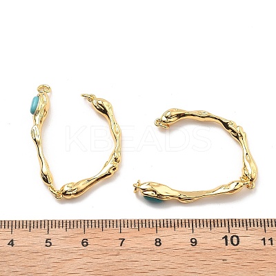 Brass Synthetic Turquoise Toggle Clasps KK-B129-19G-1