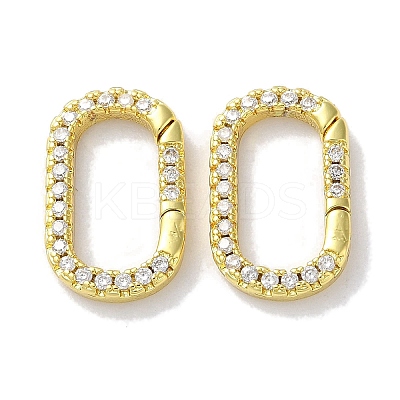 Rack Plated Brass Micro Pave Cubic Zirconia Clasps KK-Z039-06B-G-1