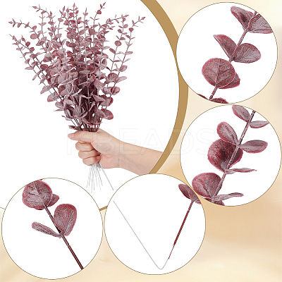 20Pcs Plastic Artificial Eucalyptus Leaves DJEW-GF0001-88B-1