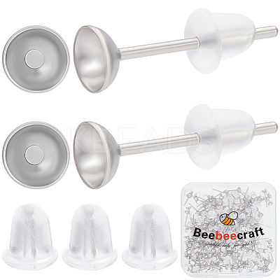 300Pcs 304 Stainless Steel Studs Earring Finding EJEW-BBC0001-67A-1