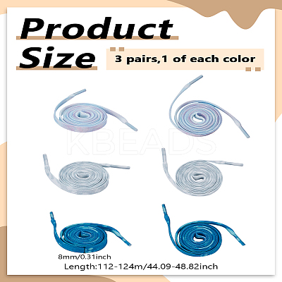 3 Pairs 3 Colors Flat Smooth Polyester Shoelaces AJEW-LP0003-09A-1