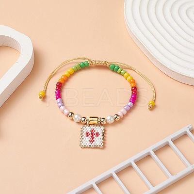 Glass Seed Braided Bead Bracelet BJEW-MZ00025-02-1