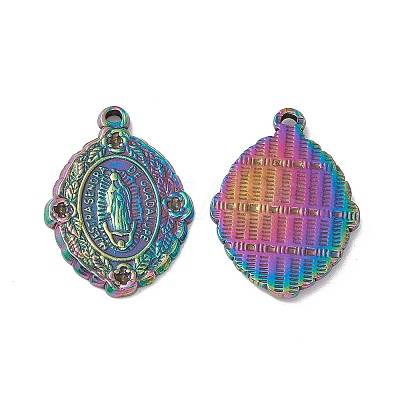 Ion Plating(IP) Oval 304 Stainless Steel Pendant Rhinestone Settings STAS-G278-28M-1