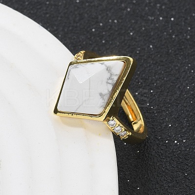 Rhombus Natural Howlite Finger Rings RJEW-B113-01G-01-1
