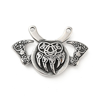 304 Stainless Steel Viking Bear Paw Law Odin Double Ax Pendants X-STAS-P309-31AS-1