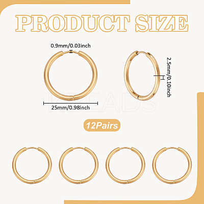 12Pairs 304 Stainless Steel Huggie Hoop Earrings EJEW-UN0003-14-1