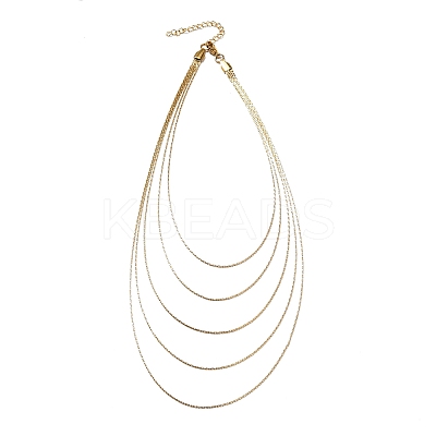 304 Stainless Steel Boston Link Chain Multi Layered Necklaces for Women NJEW-U025-01G-02-1