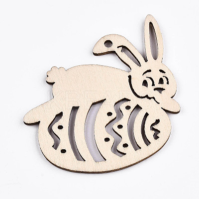 Undyed Natural Wooden Big Pendants WOOD-S058-018-1