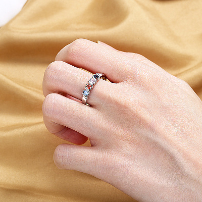 Brass Micro Pave Cubic Zirconia Finger Rings for Women FS-WG973B3-03-1