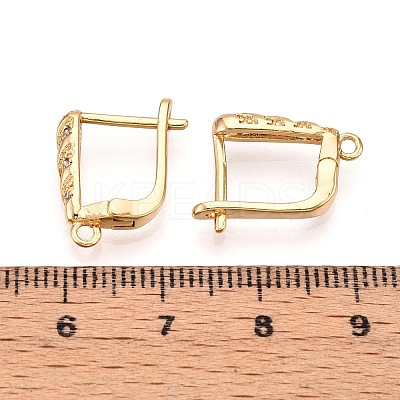 Brass Micro Pave Cubic Zirconia Hoop Earring Finding KK-N261-40G-1