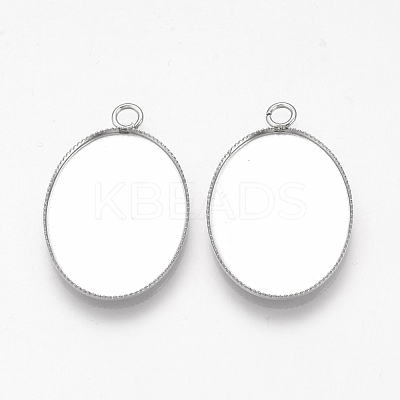Tarnish Resistant 304 Stainless Steel Pendant Cabochon Settings STAS-T008-123-1