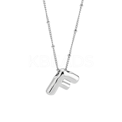 1pc Brass Chain with Alloy Letter Pendants Necklaces NJEW-LP0001-41F-P-1
