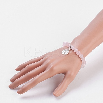 Natural Rose Quartz Stretch Bracelets BJEW-JB03771-04-1