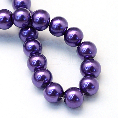 Baking Paint Pearlized Glass Pearl Round Bead Strands HY-Q003-4mm-76-1