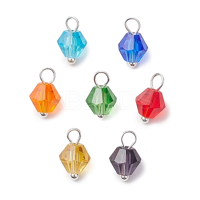 7Pcs Imitation Austrian Crystal Glass Pendants PALLOY-JF02910-02-1