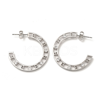 Crystal Rhinestone Initial Letter B Stud Earrings STAS-H175-28P-1