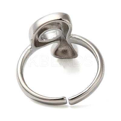 Initials Brass Open Cuff Ring for Women RJEW-N046-02P-P-1