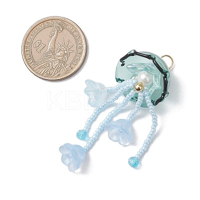 Glass Seed Beaded Jellyfish Big Pendants PALLOY-MZ01166-04-1