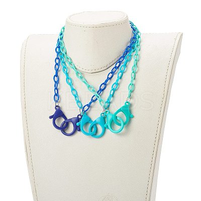 3Pcs 3 Colors Personalized ABS Plastic Cable Chain Necklaces NJEW-JN03484-02-1