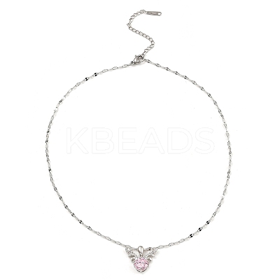 Deer Platinum Brass Micro Pave Cubic Zirconia Pendant Necklaces NJEW-E105-16P-1