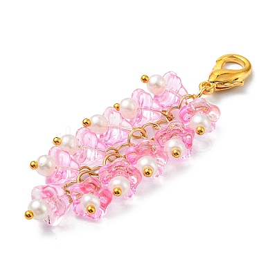 Trumpet Flower Glass Pendant Decorations HJEW-YW0001-02B-1