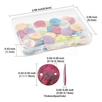 56Pcs 7 Colors Spray Painted Natural Capiz Shell Connector Charms SSHEL-FS0001-09-1