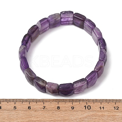 Natural Amethyst Beaded Stretch Bracelets for Unisex G-K303-02D-1