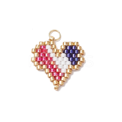 MIYUKI Delica Glass Seed Beaded Heart Pendants PALLOY-MZ00703-02-1