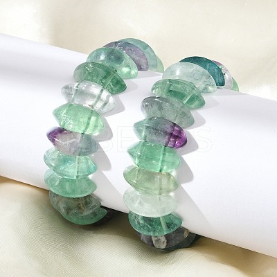 Bicone Natural Fluorite Beads Stretch Bracelets for Women Men BJEW-C097-05H-1