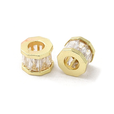 Rack Plating Brass Micro Pave Cubic Zirconia European Beads KK-F866-09G-1