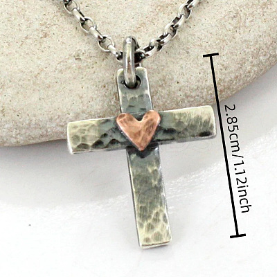Bohemian Vintage Alloy Cross with Heart Pendant Necklaces FS-WG4EA27-01-1