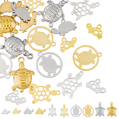 20Pcs 10 Style 201 & 304 Stainless Steel Pendants STAS-HY0001-15-1