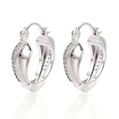 Brass Micro Pave Cubic Zirconia Heart Hoop Earrings EJEW-T048-36P-1