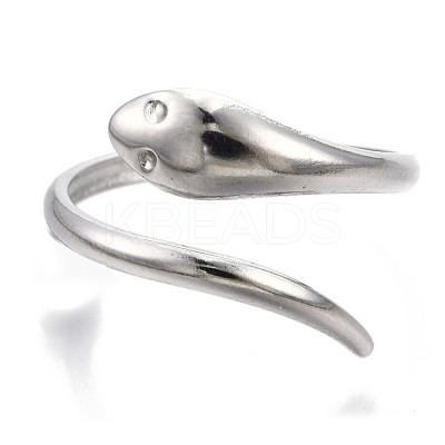 Non-Tarnish 304 Stainless Steel Snake Cuff Ring RJEW-N038-113P-1