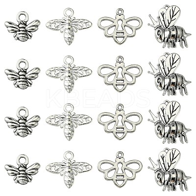40Pcs 4 Styles Tibetan Style Alloy Pendants TIBEP-FS0001-16-1