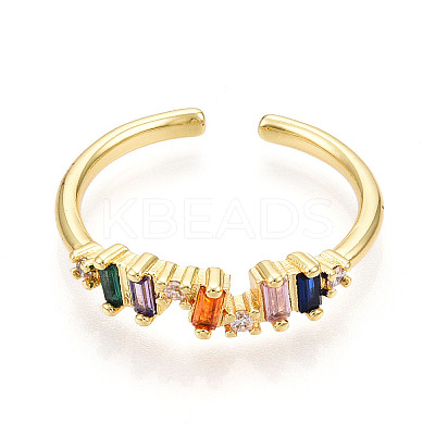 Brass Micro Pave Cubic Zirconia Cuff Rings for Women LS-KK-T070-110-1