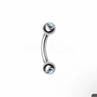 Round 304 Stainless Steel Rhinestone Eyebrow Curved Barbell Rings WGCF9EA-06-1