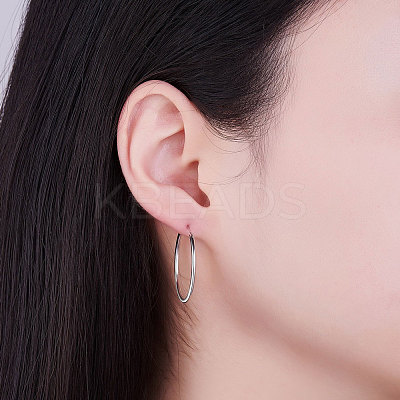 Rhodium Plated 925 Sterling Silver Hoop Earrings JE670A-02-1