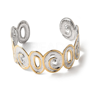 Hammered 304 Stainless Steel Cuff Bangles for Women BJEW-P371-01A-1