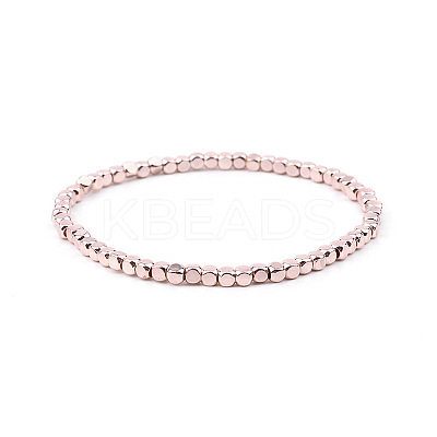 Gold-tone Miyuki Elastic Crystal Beaded Bracelet with Acrylic Tube Beads ST8144719-1