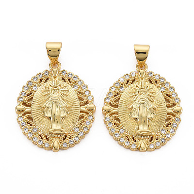 Brass Micro Pave Cubic Zirconia Pendants KK-Q252-063-NF-1
