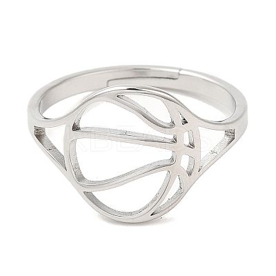 Non-Tarnish 304 Stainless Steel Hollow Basketball Adjustable Ring for Women RJEW-M149-28P-1