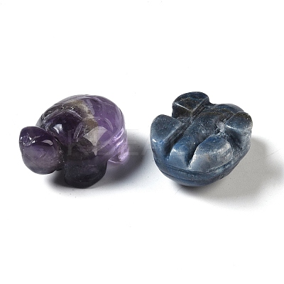 Natural Mixed Gemstone Carved Turtle Figurines DJEW-M015-13-1