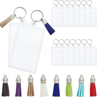 16Pcs Rectangle Acrylic Photo Frame Keychain KEYC-CA0001-34-1